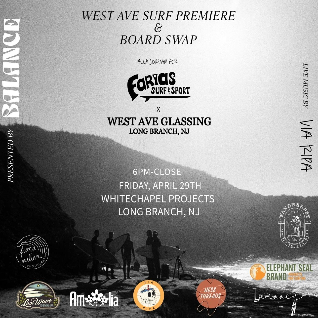 West Ave Glassing Surf Premiere & Board Swap Poster